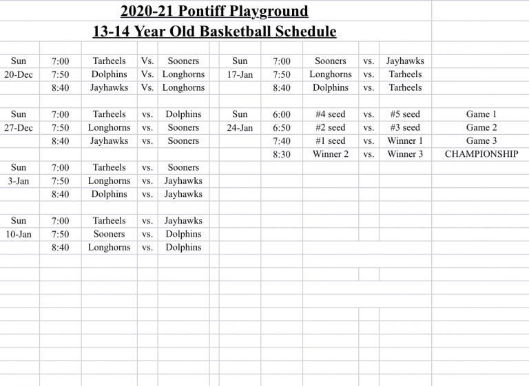 Boys & Girls Basketball Schedules – Pontiff Blue Devils